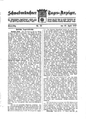 Schwabmünchner Tages-Anzeiger Donnerstag 19. April 1877