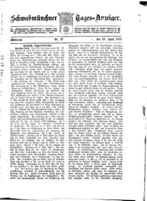 Schwabmünchner Tages-Anzeiger Mittwoch 25. April 1877