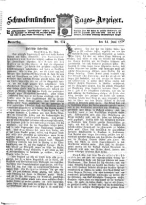 Schwabmünchner Tages-Anzeiger Donnerstag 14. Juni 1877