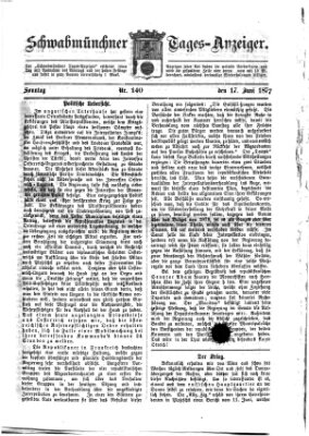 Schwabmünchner Tages-Anzeiger Sonntag 17. Juni 1877