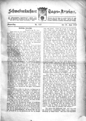 Schwabmünchner Tages-Anzeiger Donnerstag 21. Juni 1877