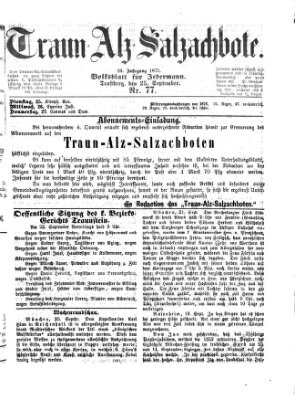 Traun-Alz-Salzachbote Dienstag 25. September 1877