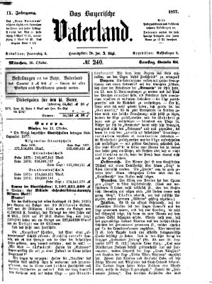 Das bayerische Vaterland Samstag 20. Oktober 1877