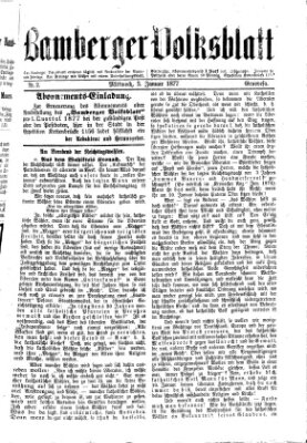 Bamberger Volksblatt Mittwoch 3. Januar 1877