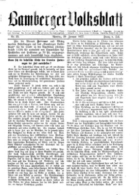 Bamberger Volksblatt Montag 29. Januar 1877