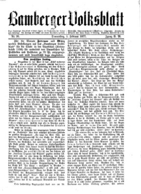 Bamberger Volksblatt Donnerstag 1. Februar 1877