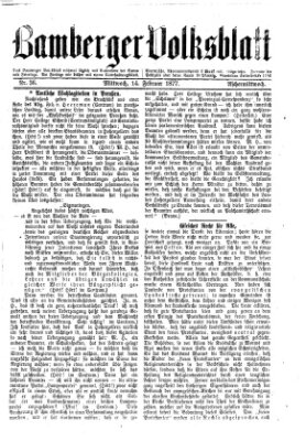 Bamberger Volksblatt Mittwoch 14. Februar 1877