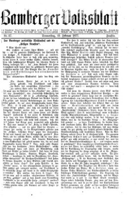 Bamberger Volksblatt Donnerstag 15. Februar 1877