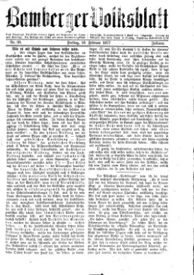 Bamberger Volksblatt Freitag 16. Februar 1877