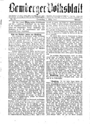 Bamberger Volksblatt Donnerstag 1. März 1877