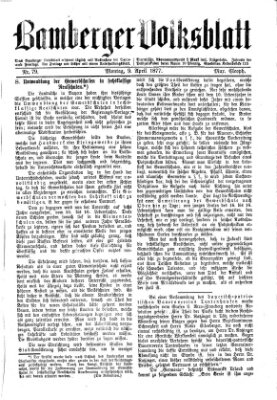 Bamberger Volksblatt Montag 9. April 1877