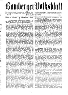 Bamberger Volksblatt Mittwoch 11. April 1877