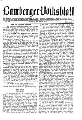 Bamberger Volksblatt Samstag 14. April 1877