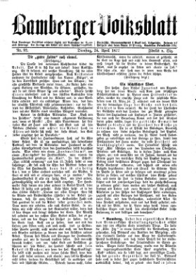 Bamberger Volksblatt Dienstag 24. April 1877