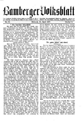 Bamberger Volksblatt Mittwoch 25. April 1877