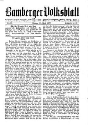 Bamberger Volksblatt Montag 30. April 1877