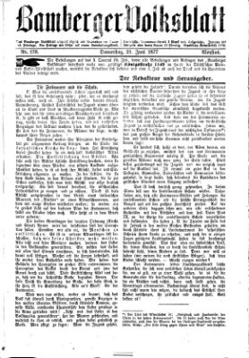 Bamberger Volksblatt Donnerstag 21. Juni 1877