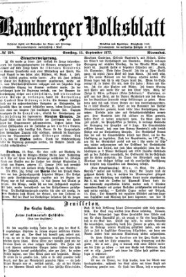 Bamberger Volksblatt Samstag 15. September 1877