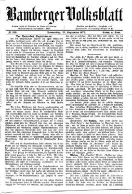 Bamberger Volksblatt Donnerstag 27. September 1877