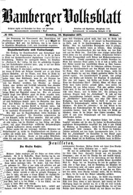 Bamberger Volksblatt Samstag 29. September 1877