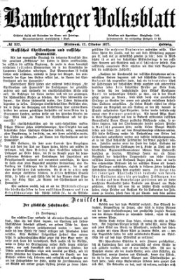 Bamberger Volksblatt Mittwoch 17. Oktober 1877