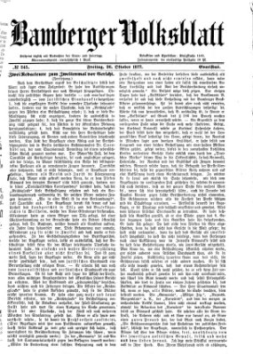 Bamberger Volksblatt Freitag 26. Oktober 1877