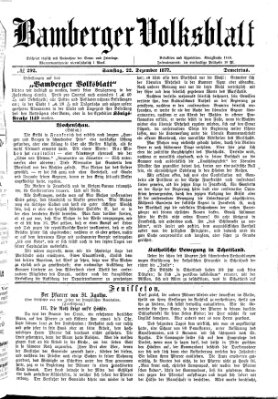 Bamberger Volksblatt Samstag 22. Dezember 1877