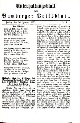 Bamberger Volksblatt. Unterhaltungsblatt zum Bamberger Volksblatt (Bamberger Volksblatt) Freitag 26. Januar 1877