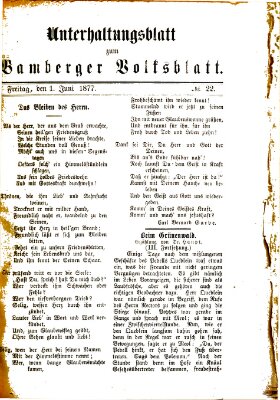 Bamberger Volksblatt. Unterhaltungsblatt zum Bamberger Volksblatt (Bamberger Volksblatt) Freitag 1. Juni 1877