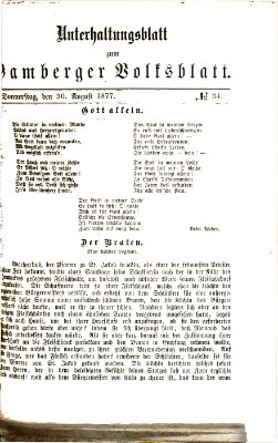 Bamberger Volksblatt. Unterhaltungsblatt zum Bamberger Volksblatt (Bamberger Volksblatt) Donnerstag 30. August 1877