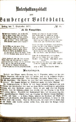 Bamberger Volksblatt. Unterhaltungsblatt zum Bamberger Volksblatt (Bamberger Volksblatt) Freitag 7. September 1877