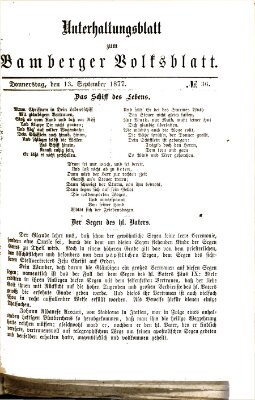 Bamberger Volksblatt. Unterhaltungsblatt zum Bamberger Volksblatt (Bamberger Volksblatt) Donnerstag 13. September 1877