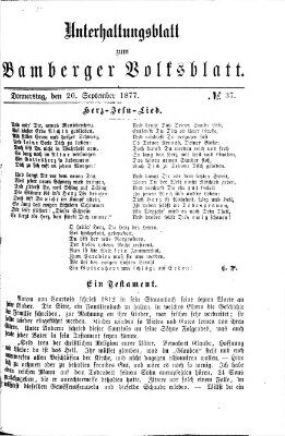 Bamberger Volksblatt. Unterhaltungsblatt zum Bamberger Volksblatt (Bamberger Volksblatt) Donnerstag 20. September 1877