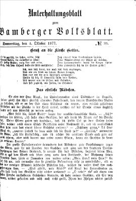 Bamberger Volksblatt. Unterhaltungsblatt zum Bamberger Volksblatt (Bamberger Volksblatt) Donnerstag 4. Oktober 1877