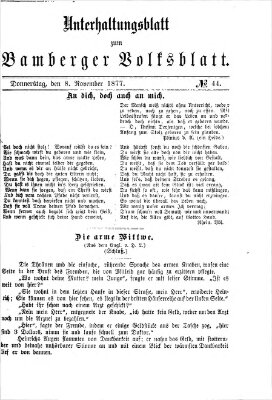 Bamberger Volksblatt. Unterhaltungsblatt zum Bamberger Volksblatt (Bamberger Volksblatt) Donnerstag 8. November 1877