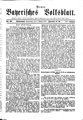 Neues bayerisches Volksblatt Donnerstag 1. Februar 1877