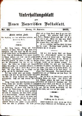 Neues bayerisches Volksblatt. Unterhaltungsblatt (Neues bayerisches Volksblatt) Montag 10. September 1877