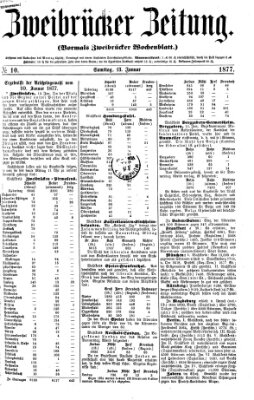 Zweibrücker Zeitung (Zweibrücker Wochenblatt) Samstag 13. Januar 1877