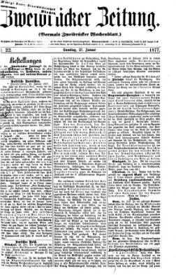 Zweibrücker Zeitung (Zweibrücker Wochenblatt) Samstag 27. Januar 1877