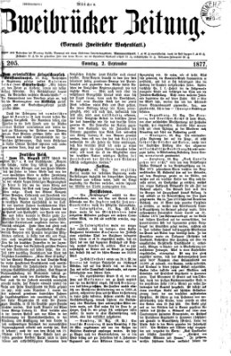 Zweibrücker Zeitung (Zweibrücker Wochenblatt) Sonntag 2. September 1877