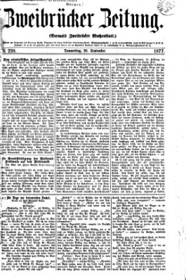 Zweibrücker Zeitung (Zweibrücker Wochenblatt) Donnerstag 20. September 1877