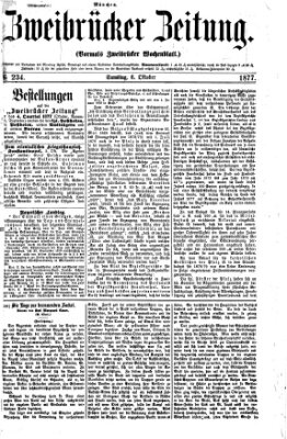 Zweibrücker Zeitung (Zweibrücker Wochenblatt) Samstag 6. Oktober 1877