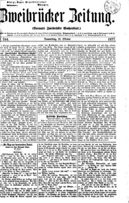 Zweibrücker Zeitung (Zweibrücker Wochenblatt) Donnerstag 18. Oktober 1877