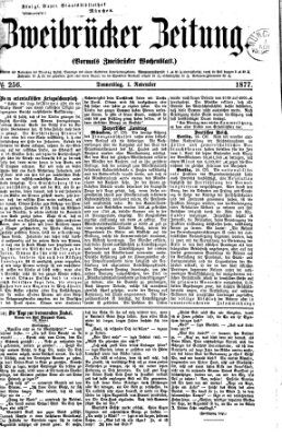 Zweibrücker Zeitung (Zweibrücker Wochenblatt) Donnerstag 1. November 1877