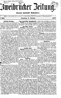 Zweibrücker Zeitung (Zweibrücker Wochenblatt) Donnerstag 15. November 1877