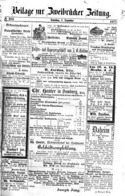 Zweibrücker Zeitung (Zweibrücker Wochenblatt) Sonntag 2. Dezember 1877