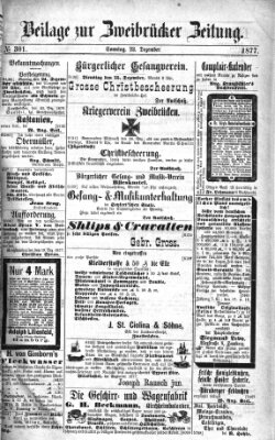 Zweibrücker Zeitung (Zweibrücker Wochenblatt) Sonntag 23. Dezember 1877