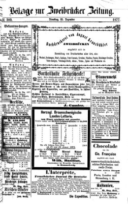 Zweibrücker Zeitung (Zweibrücker Wochenblatt) Dienstag 25. Dezember 1877