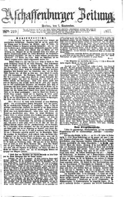 Aschaffenburger Zeitung Freitag 7. September 1877