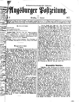 Augsburger Postzeitung Dienstag 2. Januar 1877